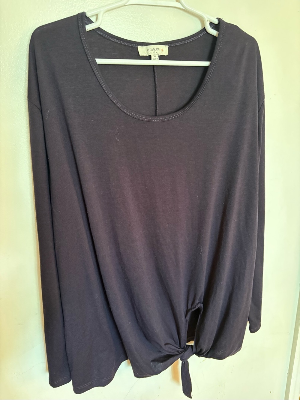 Umgee Navy Long Sleeve Front-Tie Casual Top XL
